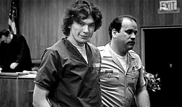 Richard RamirezRicardo Leyva Muoz Ramrez was an American serial killer and Satan worshipper who terrorised Los Angeles between 1984 and 1985. Nicknamed the Night Stalker Ramirez broke into the homes of many of his victims, shooting, stabbing, raped and mutilating his victims who ranged between a 9 year old girl and a married couple aged in their late sixties. Notably he smeared pentagrams on the walls of the crime scenes. Captured in 1985, Ramirez was sentenced to death and remained on Californias death row for 23 years until he died in his cell in June 2013.