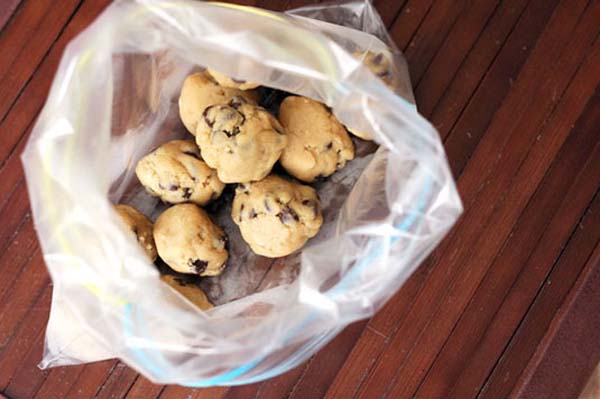 Make balls of dough, then freeze them. That way, you have ready to make cookies any time.