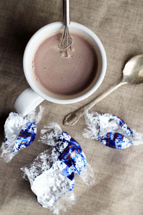 Melt store-bought truffles in milk to make your own high quality hot chocolate.