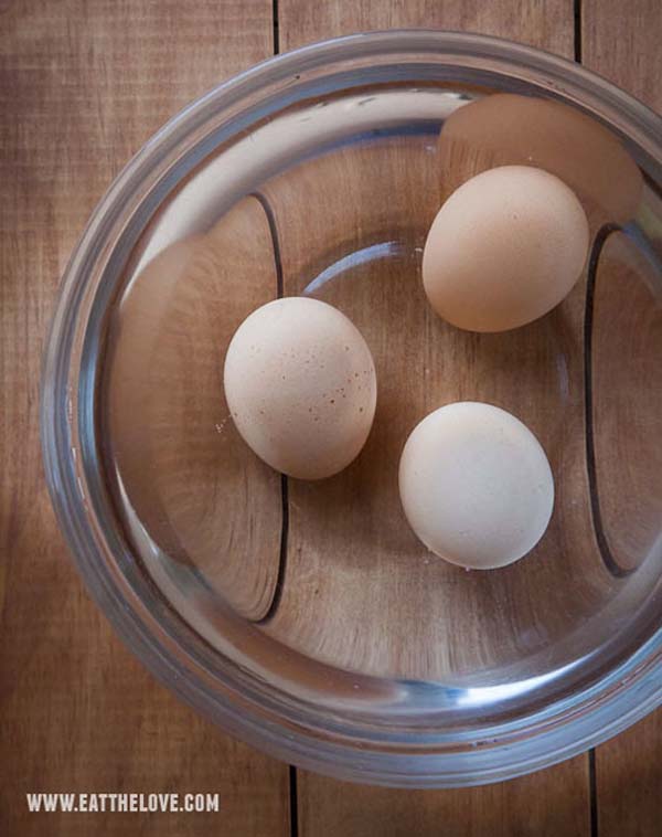 If a recipe calls for room temperature eggs, warm yours up by letting them sit in a bowl of warm water.