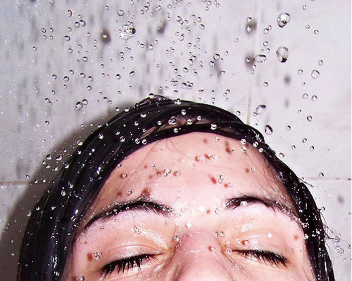 Droplets on a face