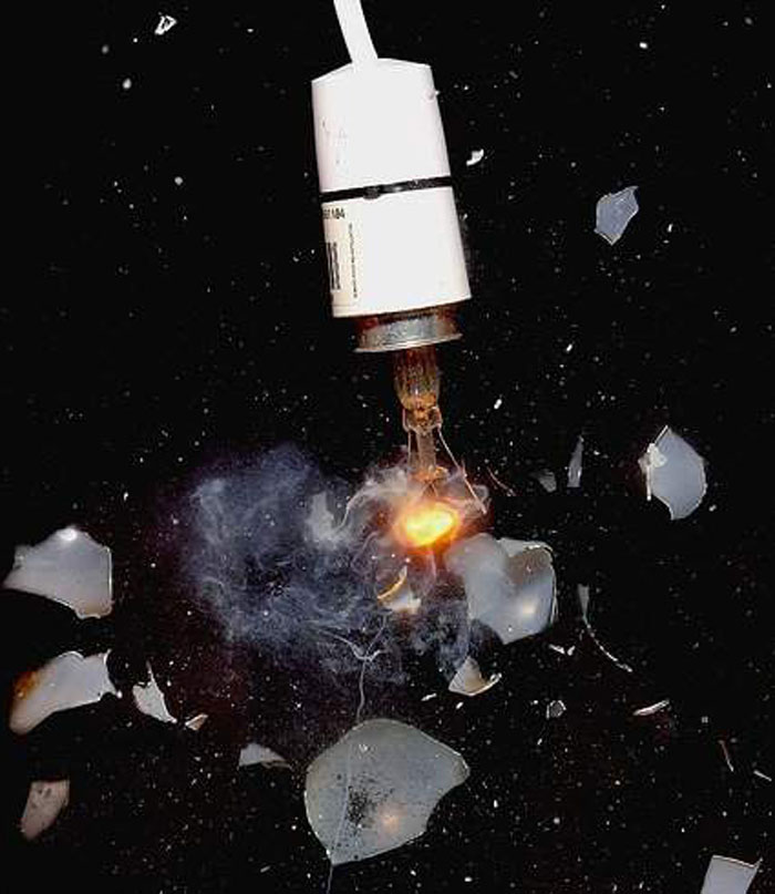 Light bulb explosion.