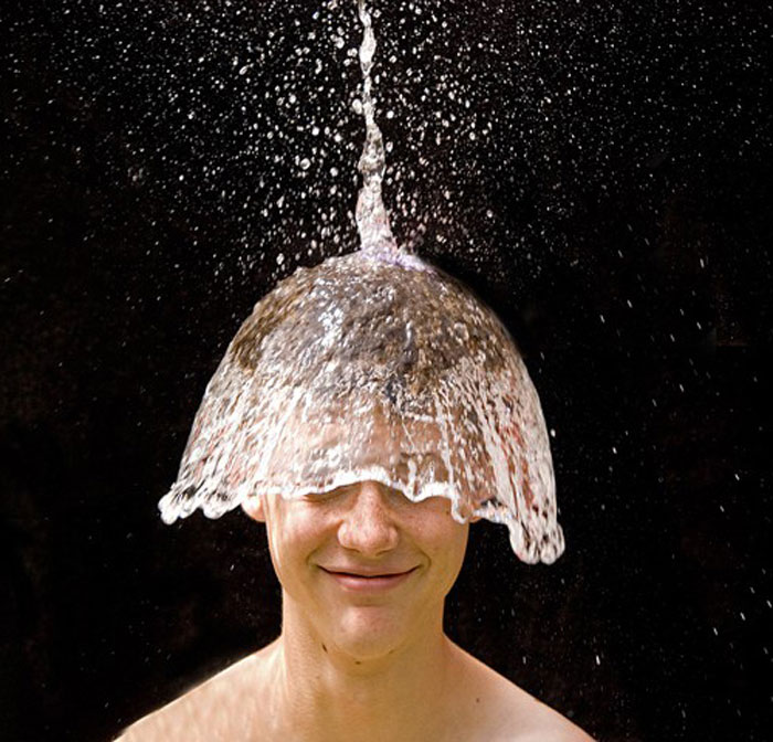 Shower cap of water