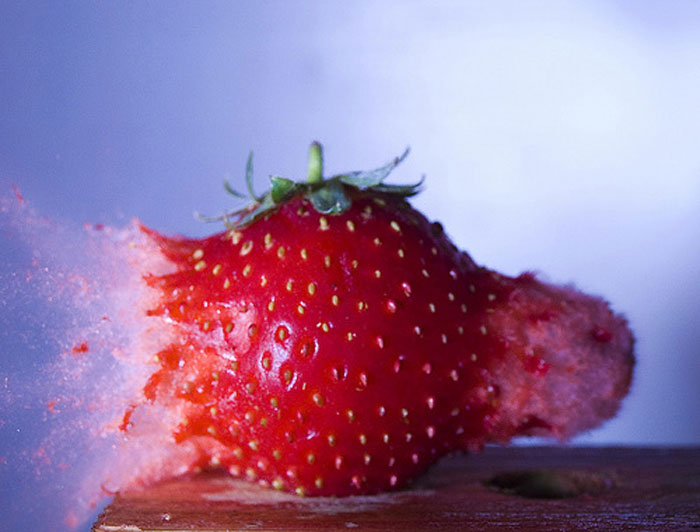 Shooting a strawberry