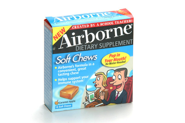Airborne, The claim: The vitamin and herbal supplement, advertised as a miracle cold buster, fights off colds and builds immune systems.The truth: In 2006 ABCs Good Morning America investigated Airbornes claims that it was a cold remedy, reporting that its clinical trials weren't conducted by doctors. Two years later, the company agreed to pay customers 23 million in a class action settlement.