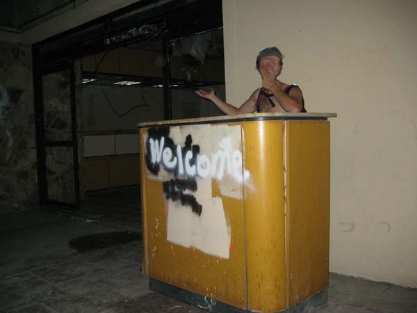 Where the welcome desk used to be.