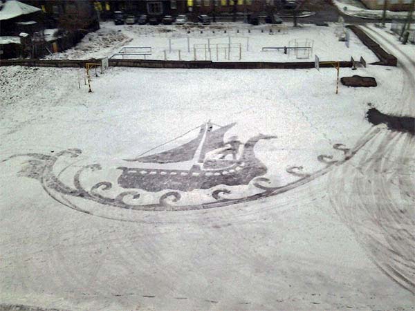 Its a delight for the students and teachers when he creates the scenes in the snow.