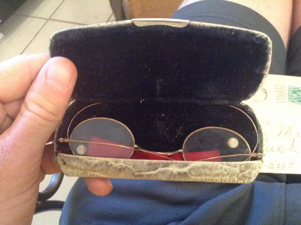 Four pairs of spectacles were found in the box, all prescribed by Dr. Haux.