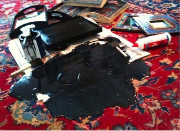 What can you use to get black paint out of an oriental rug?