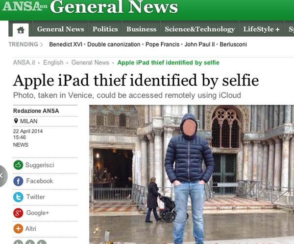This man stole an iPad, took a selfie and then the owner saw the pic on his cloud and tracked him down.