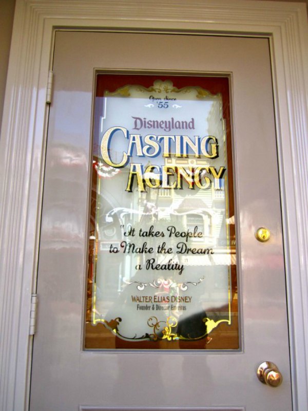 All across Main Street there are dedications to those who have been an important part of the success of Disney. Some are characters, or stories, while others are real people who contributed to the park or other parts of Disney. For example, Walt Disneys window is located at the Main Street Cinema and it is labeled Disneyland Casting Agency.