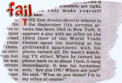 funny good luck - fail uw it scientists are right, only make yourself hier. The first divorce directly related to his the September 11th terrorist at te to tacks has been filed in New York. It later appears a guy with an office on the s had 103rd floor of