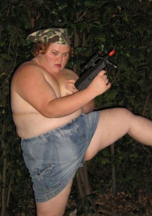 fat chick with guns
