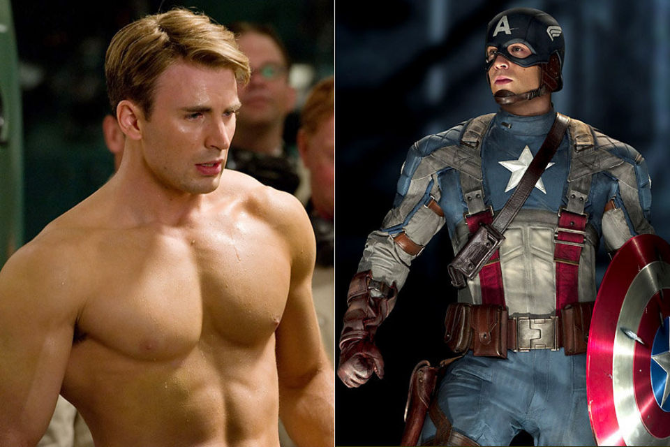 As Captain America (aka Steve Rogers) isn't doesn't get any more apple pie than Chris Evans. Even though the actor appears as characters in other comic book movies (The Losers, Fantastic Four), it's his portrayal of the Marvel super soldier in the 2011 movie "Captain America: The First Avenger and The Avengers that places him high on our list.