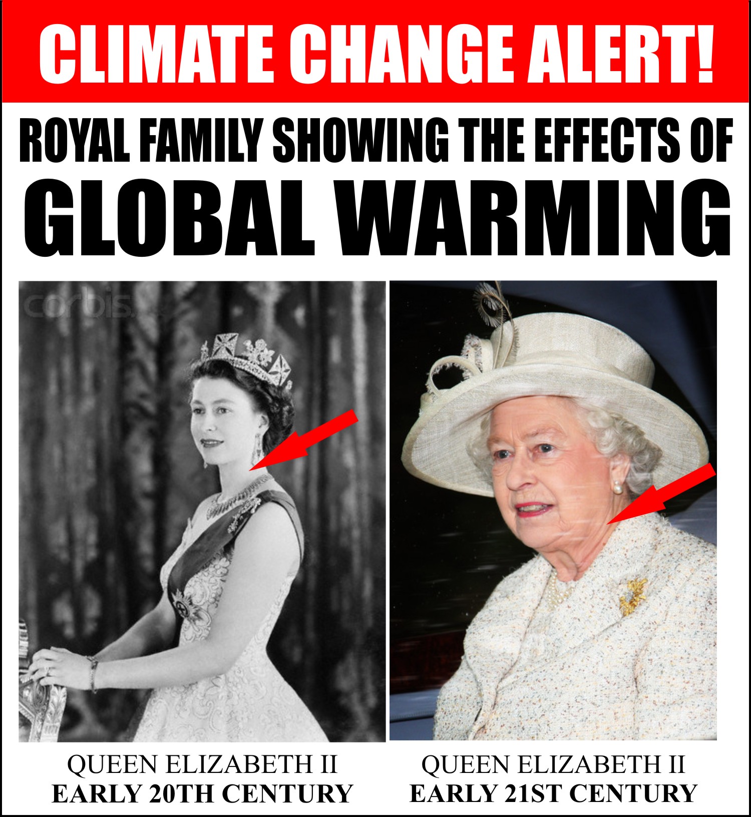 Photographic proof of what Climate Change has done to the Queen.