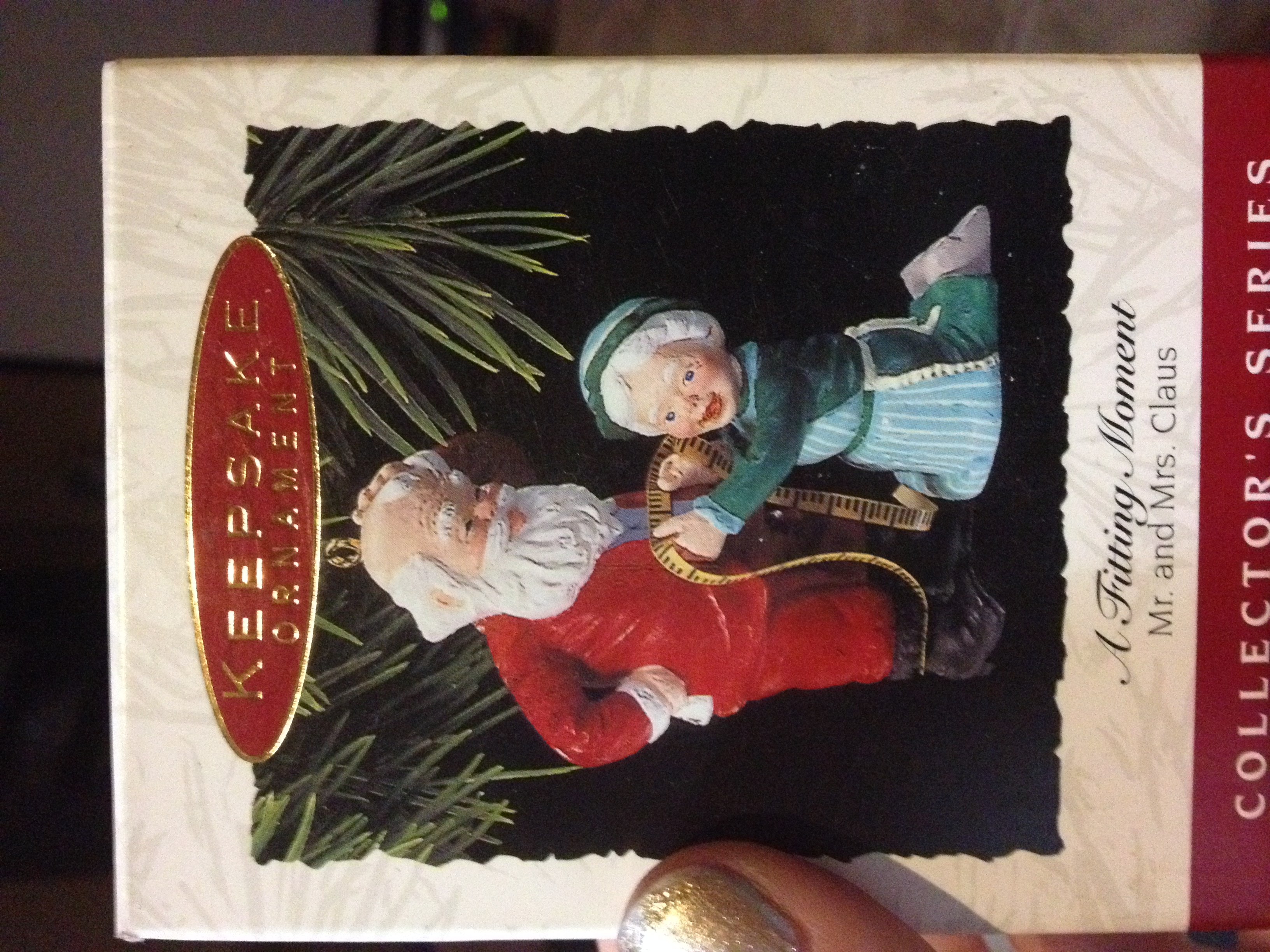 This gem was a childhood ornament I discovered later in life. Hallmark had a sick sense of humor (name of ornament, mrs clause position, measuring tape) or mrs. clause was kinky.