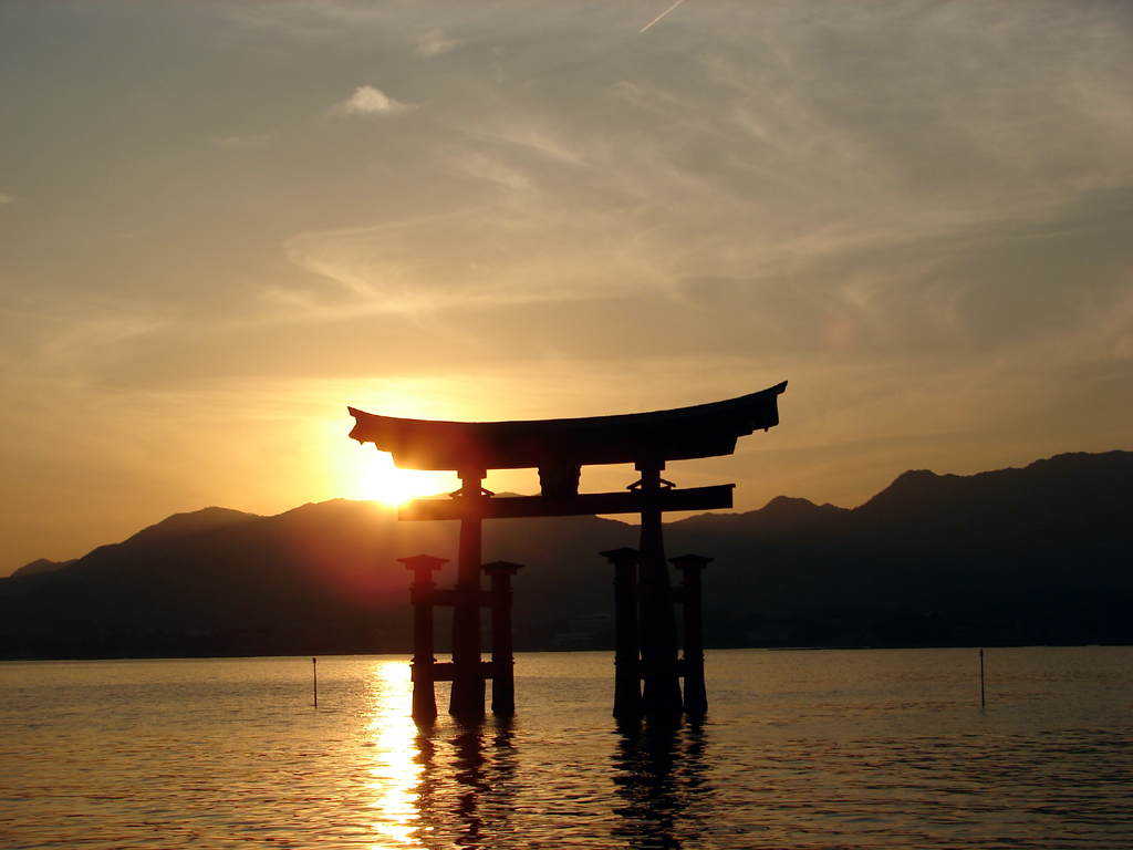 peaceful scenery sunsets japan