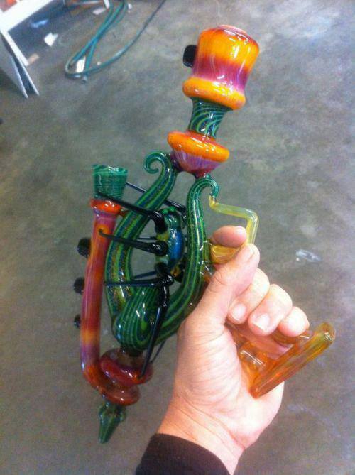 Bong is made from colored glass.