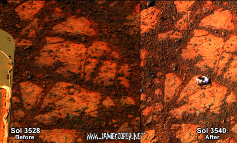 Mystery Rock 'Appears' in Front of Mars Rover in color