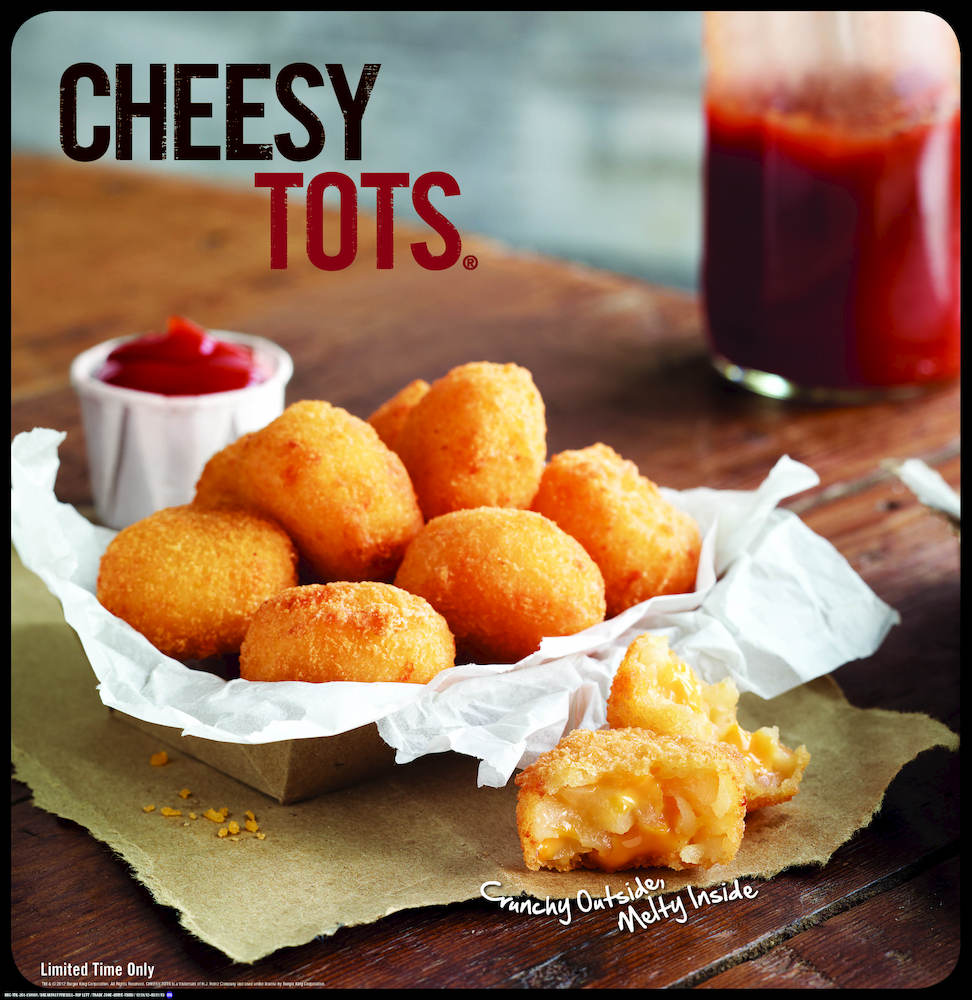 Burger King - Cheesy TotsThe cheesy tots first made their way onto Burger King's menu in 2010, only to disappear later that year. That eventually led to a campaign to bring the tots back, which proved successful when they reappeared last month.