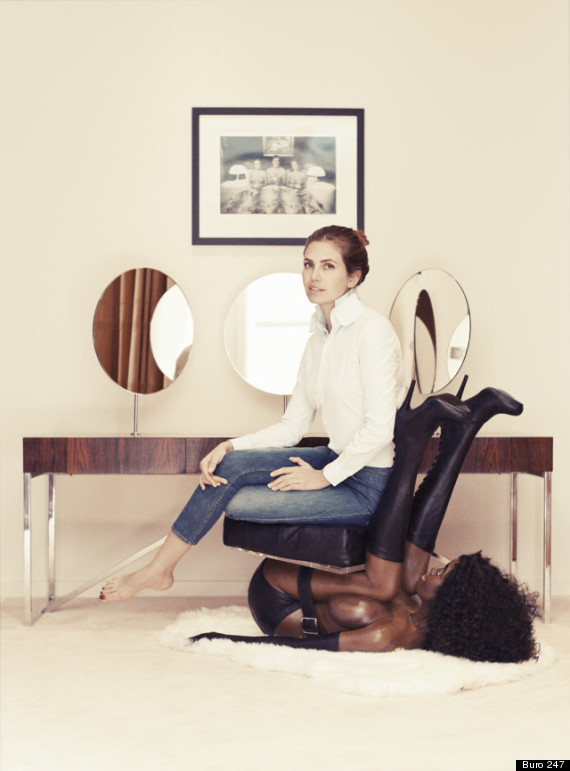 Zhukova the Russian editor-in-chief of Garage magazine, which shows the editrix perched atop a chair designed to look like a half-naked black woman