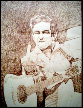 CASH 9X12 DRAWING ON PAPER BY DANNY ROLLING