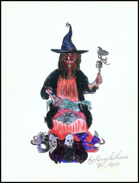 Witch 9X12 DRAWING BY HENRY LEE LUCAS