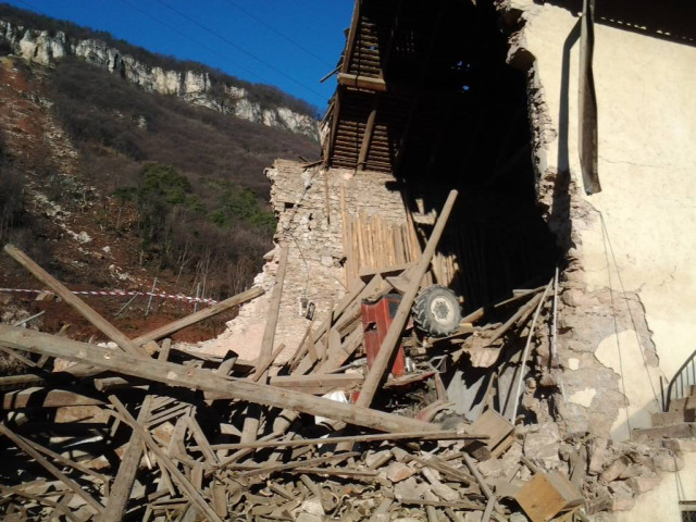 boulder destroys building in Italy, another missed by inches