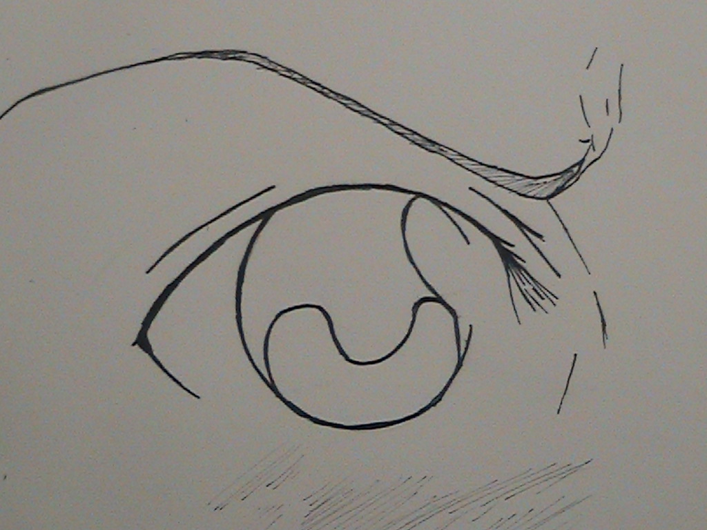 STEP 6: Add a few more details to the eyebrows and areas around the eye itself. And ink it  If you want to that is .