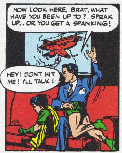 spank comic strip - Now Look Here, Brat, What Have You Been Up To ? Speak Up..Or You Get A Spanking! Hey! Don'T Hit Me! I'Ll Talk!