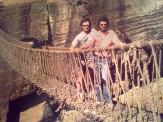 Steven Spielberg and George Lucas on the set ofIndiana Jones and the Temple of Doom.