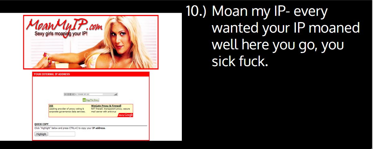 torrie wilson - MeanMyIP.com Sexy girls moaning your Ip! 10. Moan my Ip every wanted your Ip moaned well here you go, you sick fuck. Your External Ip Address Met Your Ip 5 Digg This Story Leading provider of proxy voting corporate governance data services