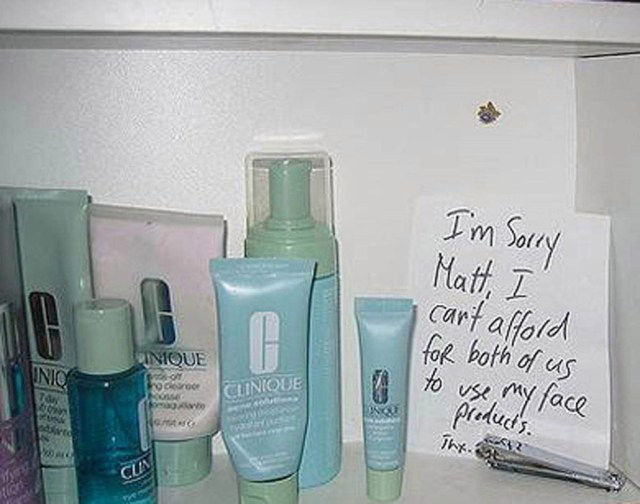 passive agressive notes - I'm Sorry Matt, can't afford for both of us Inique For Clinique
