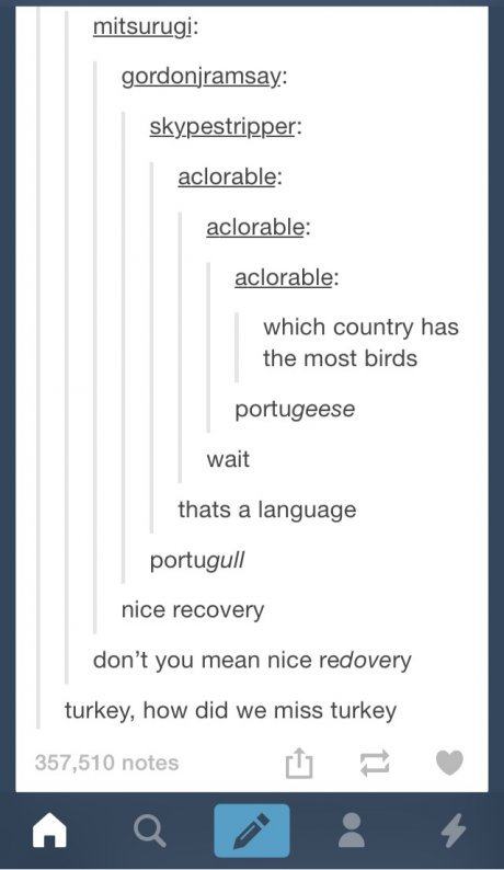 emo tumblr jokes - mitsurugi gordonjramsay skypestripper aclorable aclorable aclorable which country has the most birds portugeese wait thats a language portugull nice recovery don't you mean nice redovery turkey, how did we miss turkey 357,510 notes |