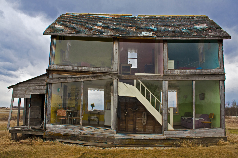 This life sized doll house is built out of an abandoned farm house. Sinclair, Manitoba, Canada