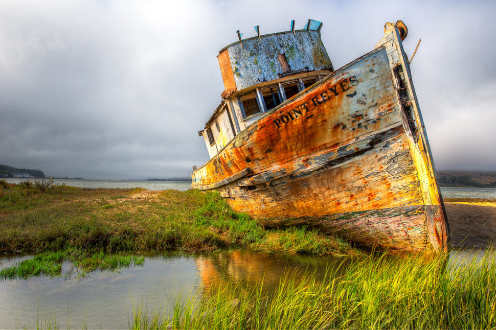 A decaying tug boat. Point Reyes, California