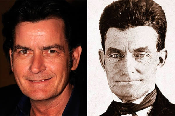 Call it a bizarre case of time traveling — John Brown (r.) worked to abolish slavery in the mid-19th century, but Charlie Sheen has merely tried to abolish all forms of sanity. Nevertheless, the two look eerily similar to one another.