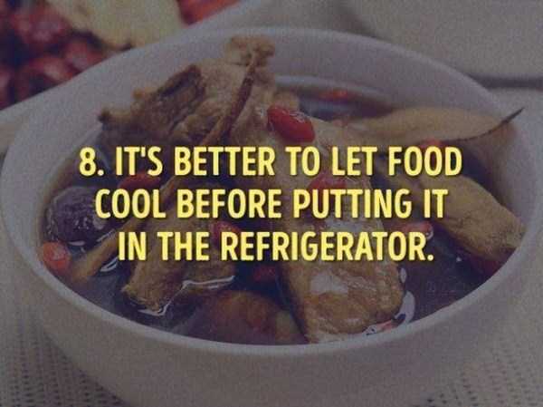 dish - 8. It'S Better To Let Food Cool Before Putting It In The Refrigerator.