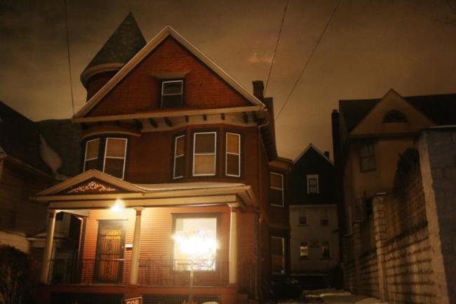 In the Zillow ad the owners pitch this old Victorian home as "slightly haunted" but it's "no big deal." As in "Well, the neighbor found a human skull in the basement once and ghostly faces of the past appear in the mirrors. No big deal!" You can get it for 169,285 or rent it out for 650 a month.