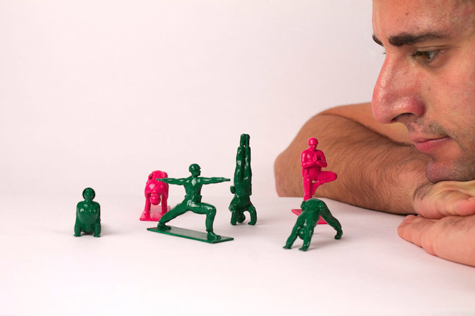 Just one look at the classic green army men doing yoga inspired nearly 2,000 backers to pledge over 70,000 to the project on Kickstarter. Now these peaceful action figures are poised to inspire children, men, and military veterans to try yoga.