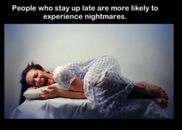 sleep disorders - People who stay up late are more ly to experience nightmares.
