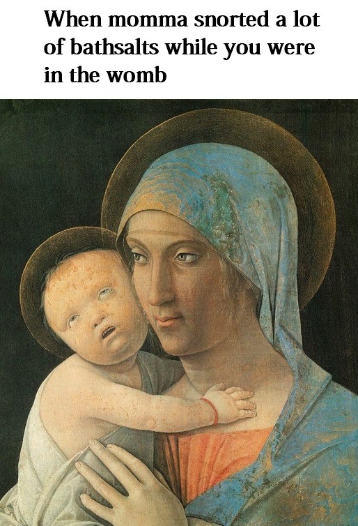 classic art memes - When momma snorted a lot of bathsalts while you were in the womb