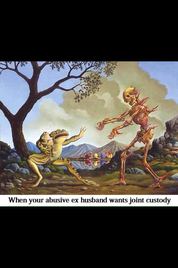 jim woodring frog skeleton - When your abusive ex husband wants joint custody