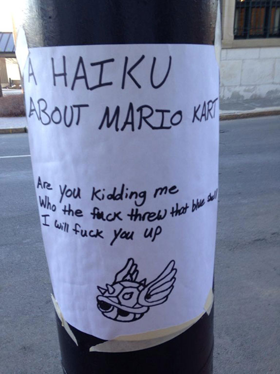 bottle - Ta Haiku About Mario Kart Are you kidding me to the fack threw that I will fuck you up ew that the sell