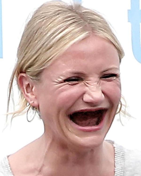 Cameron Diaz without teeth