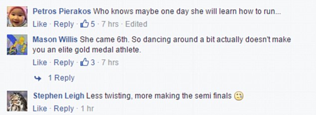 Some commenters on social media suggested Jenneke focus on her running rather than dancing