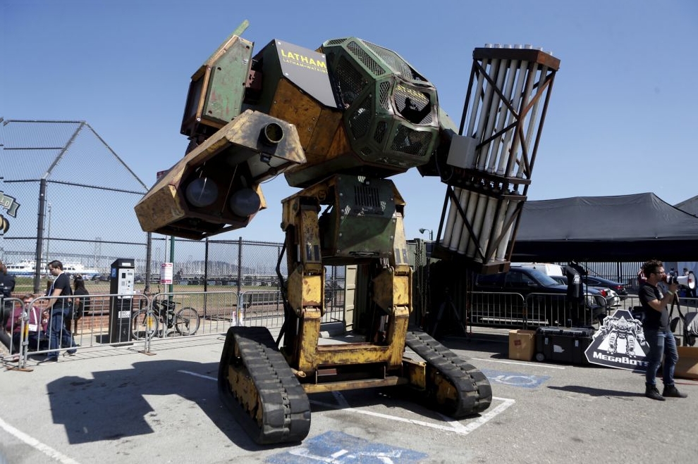 MegaBot's Mr.II robot is displayed during 2016 TechCrunch Disrupt in San Francisco, California