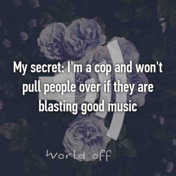 police confession depressed flowers - My secret I'm a cop and won't pull people over if they are blasting good music world off