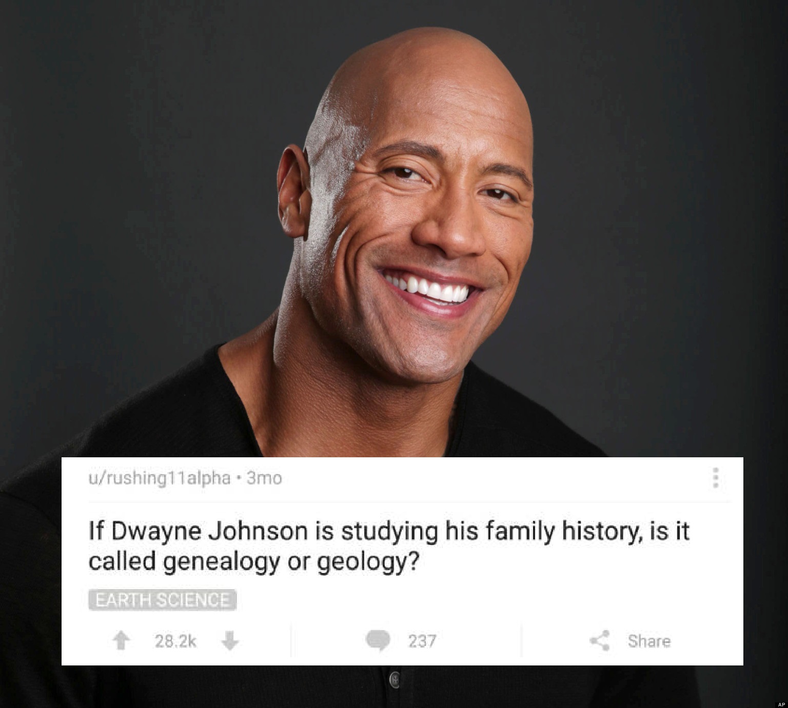 roman reigns meme - urushing11alpha 3mo If Dwayne Johnson is studying his family history, is it called genealogy or geology? Earth Science 237 237 Ap