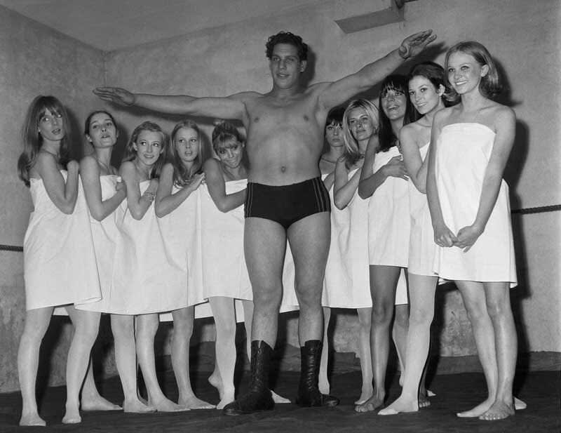 19 year old Andre the Giant At a Paris fashion exhibition in 1966.